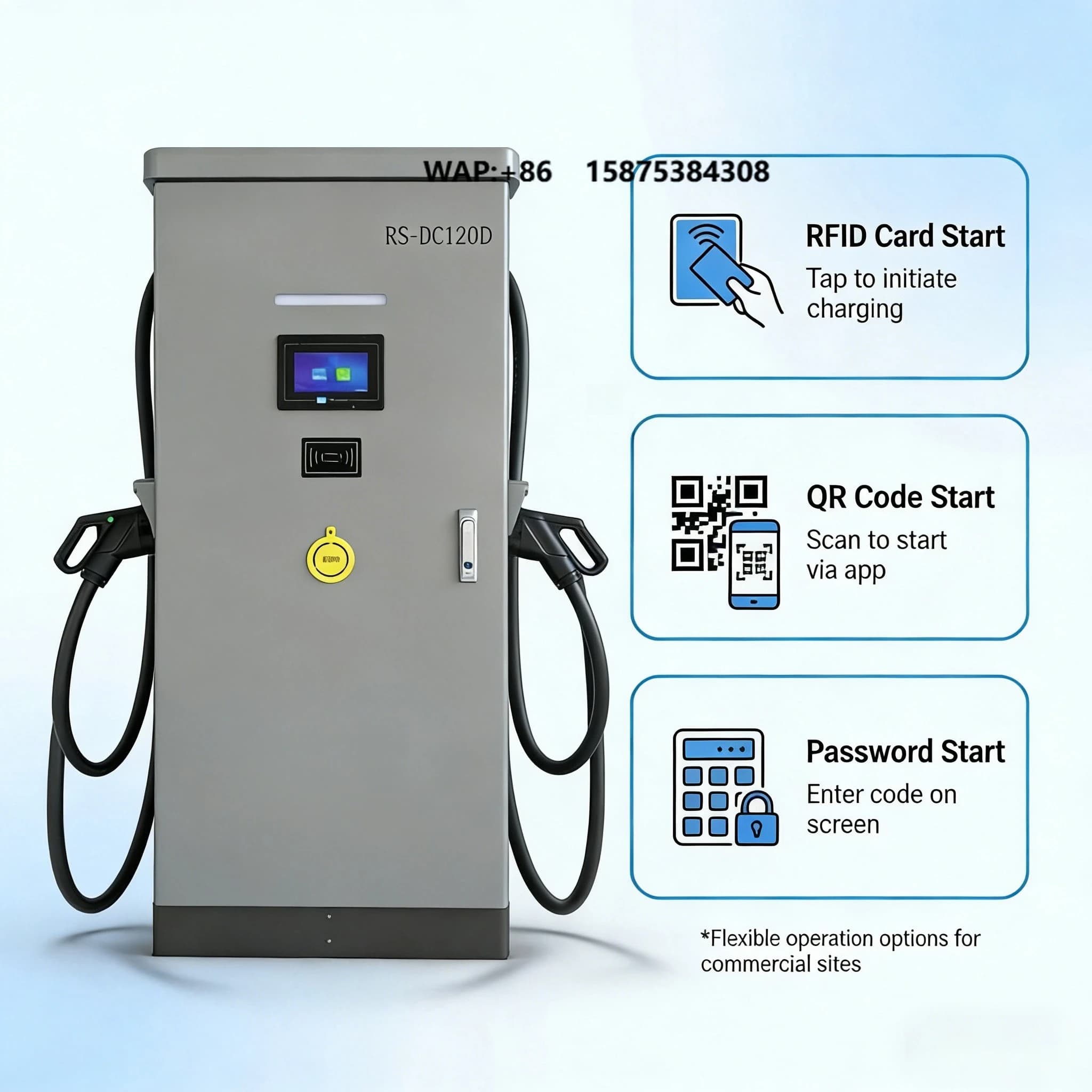 Caricatore Rapido DC per Veicoli Elettrici da 60kW 80kW 120kW 160kW, Disponibile OEM ODM, Produttore di Stazioni di Ricarica Commerciali