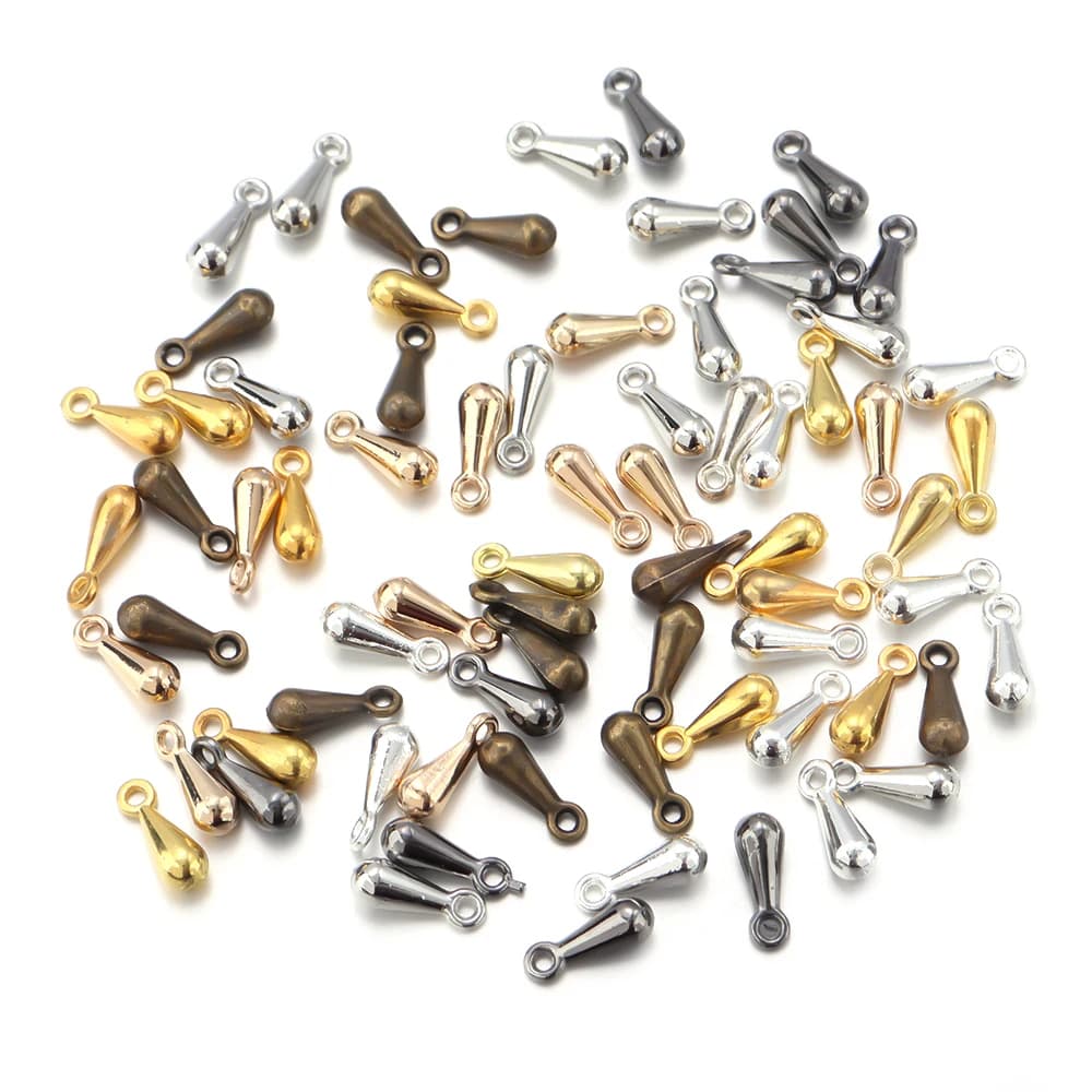 100/200 pz 2 × 7 3 × 9mm Lega di Goccia D'acqua End Perline Per La Produzione di Gioielli FAI DA TE Collana Del Pendente Extender catena coda catena accessori