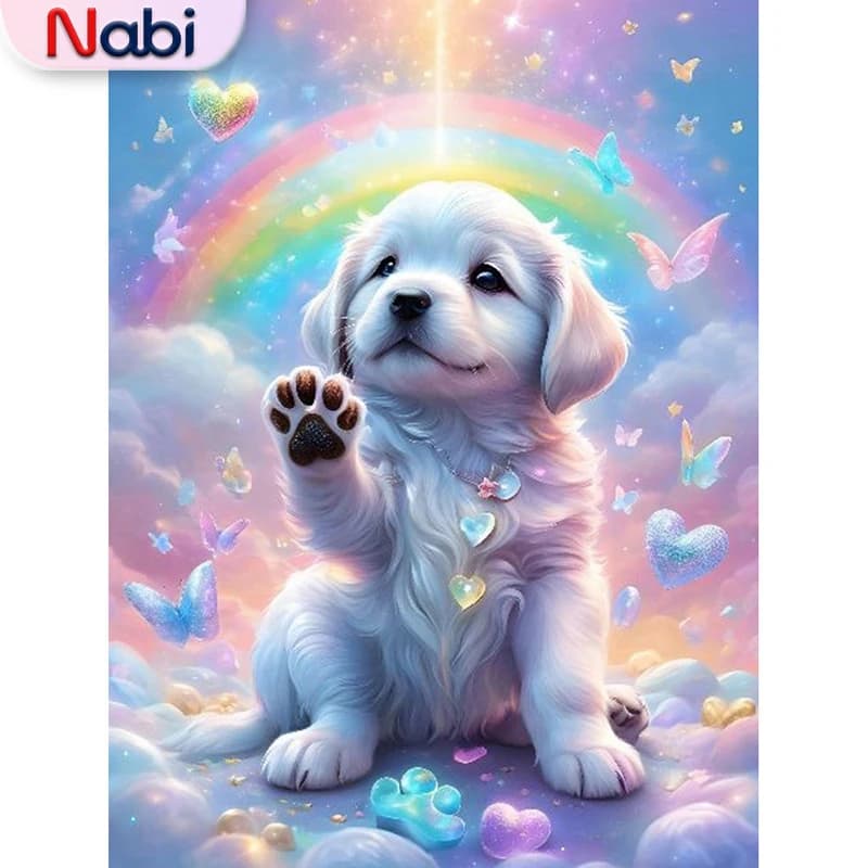 Nabi DIY Diamond Painting Dog Animal Full Square Round Mosaic Needlework Embroidery Butterfly Handicraft