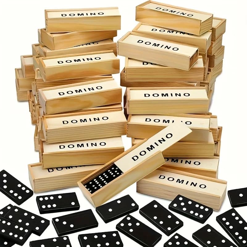 Set mini domino in legno da 28 pezzi/scatola, giochi da tavolo classici in miniatura, piastrelle da gioco, tempo libero, per giochi di viaggio in campeggio all'aperto