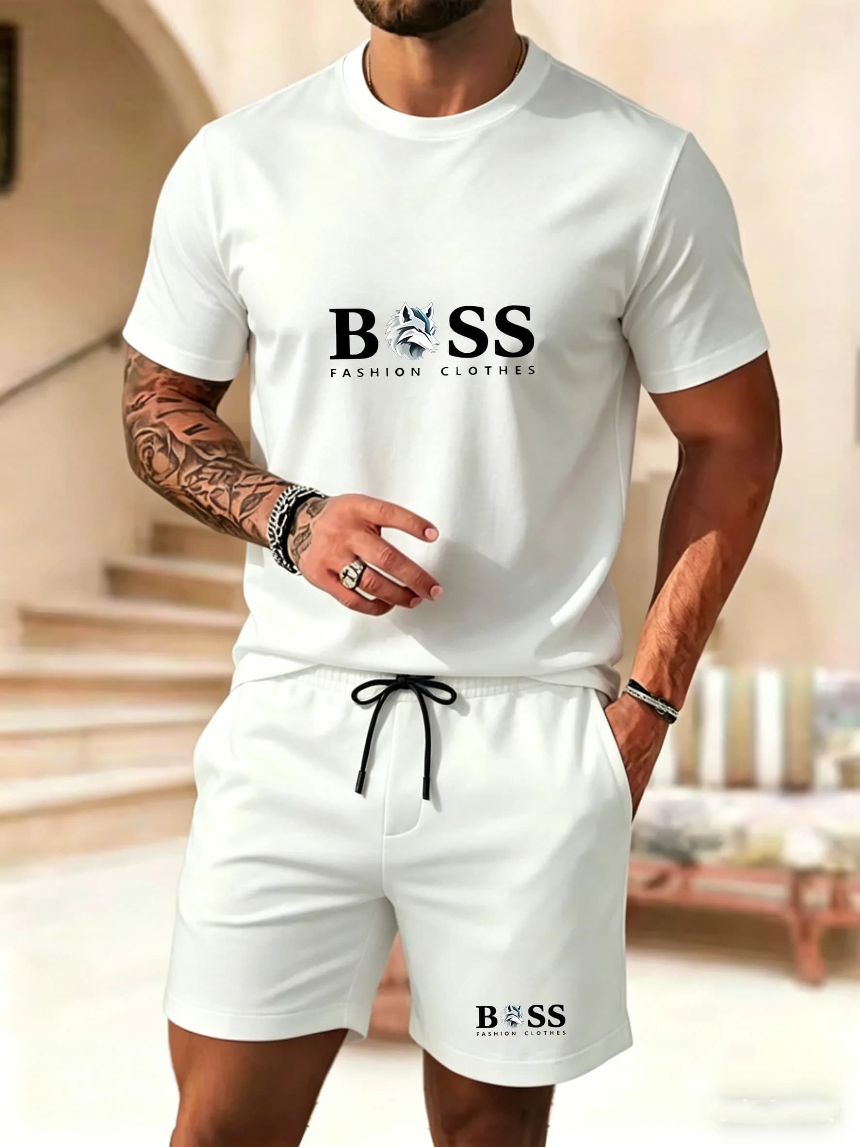 Completo sportivo da uomo due pezzi: T-shirt a maniche corte e pantaloni per corsa e fitness - Promozione estiva 2026