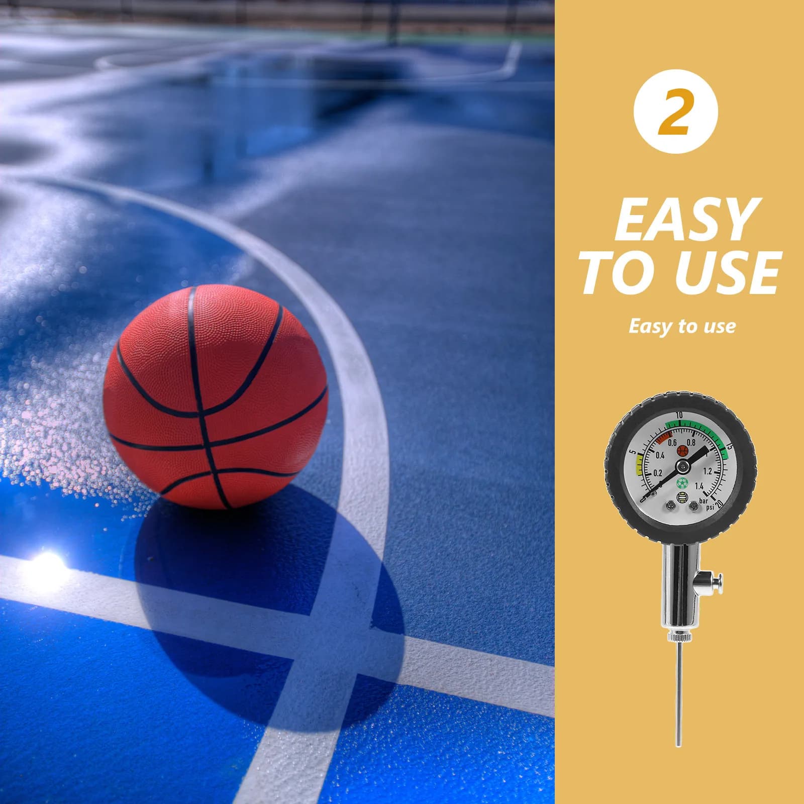 Pressure Meter for Light and Stable Balls, Pressure Measuring Instrument for Basket, Football, Volleyball and Other Sports, High Precision