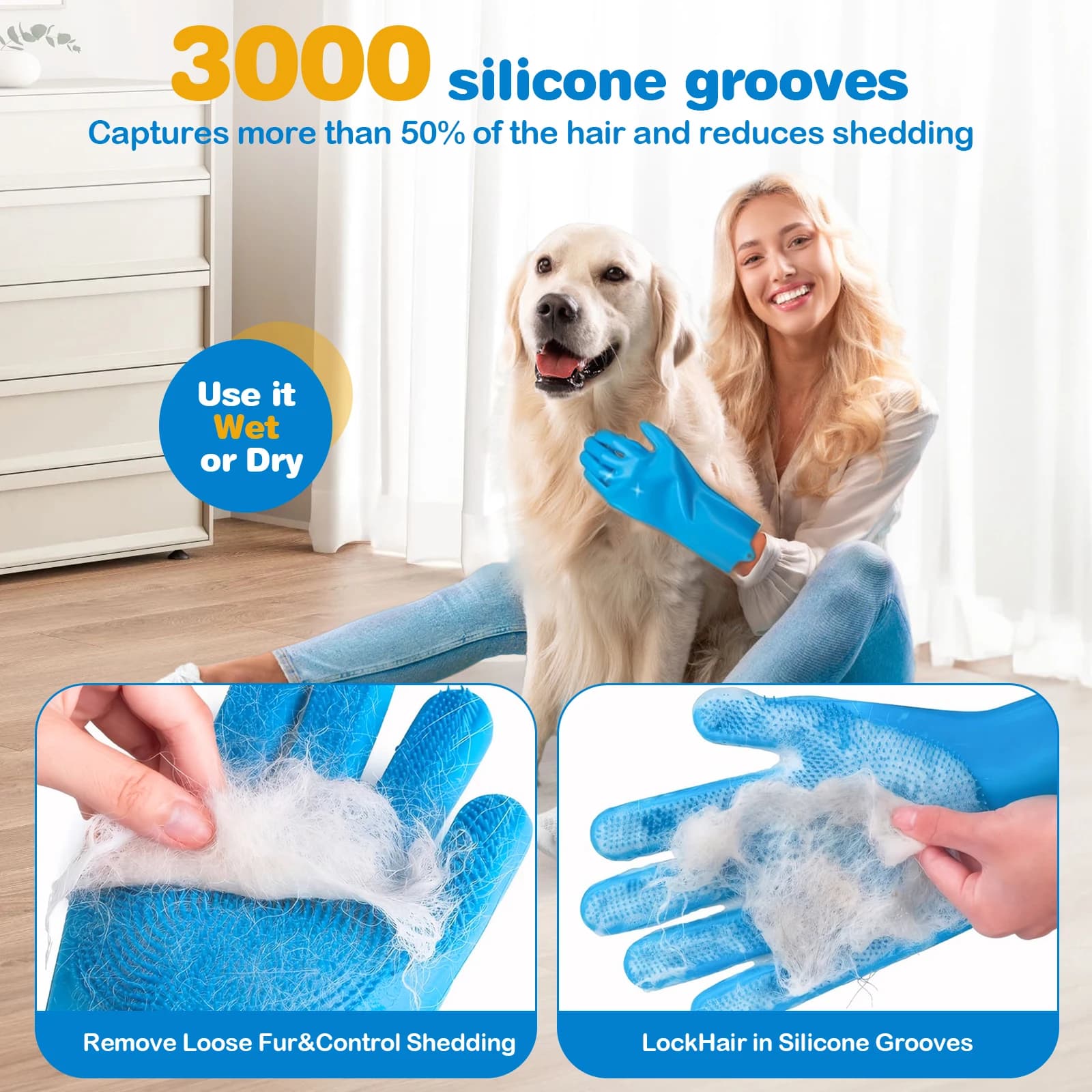 6PCS Pet Grooming Kit Silicone Dog Washing Gloves Dog Bath Gloves Dog Shampoo Brush Pet Grooming Gloves Cat Dog Bathing Supplies