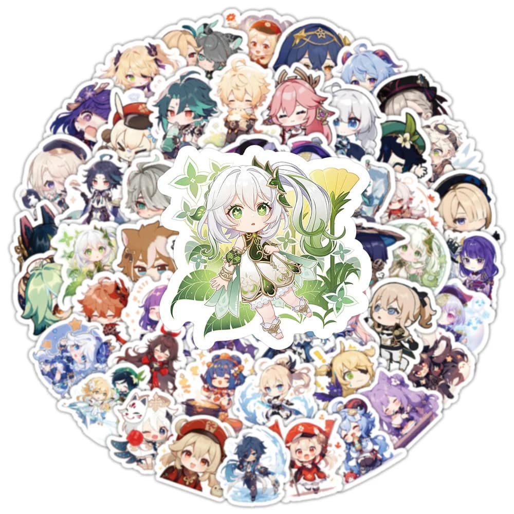 10/30/50/100pcs Kawaii Genshin Impact Adesivi Del Fumetto Cute Anime Gioco Decalcomanie FAI DA TE Bottiglia di Acqua Notebook Telefono adesivo Giocattolo Per Bambini