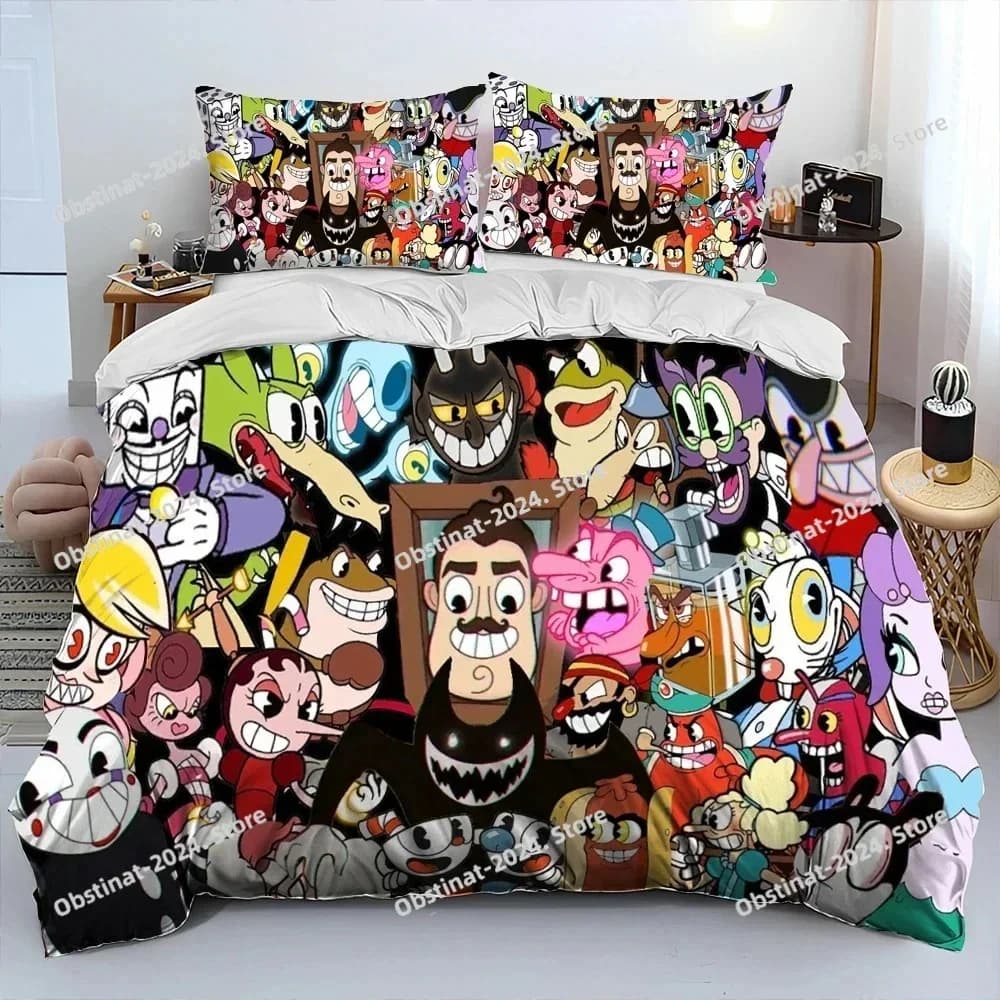 Stampa 3D Cuphead Gioco Mugman Cartoon Set di biancheria da letto Ragazzi Ragazze Twin Queen King Size Copripiumino Federa Letto ragazzi Camera da letto per adulti