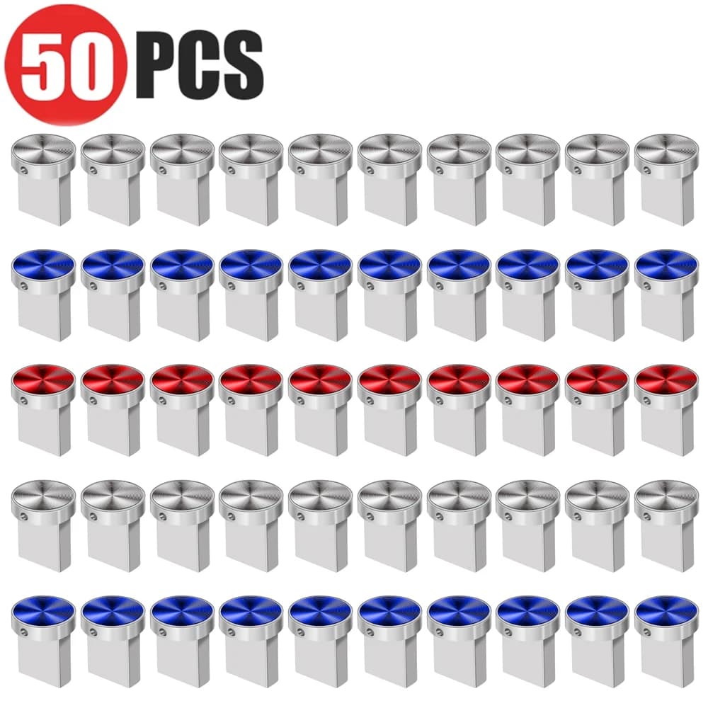 Lotto da 50 Pezzi Chiavette USB in Metallo 128GB con Logo Personalizzato, Pen Drive 64GB, U Disk 32GB con Logo Personalizzato Gratuito, Chiavetta USB Impermeabile 16GB