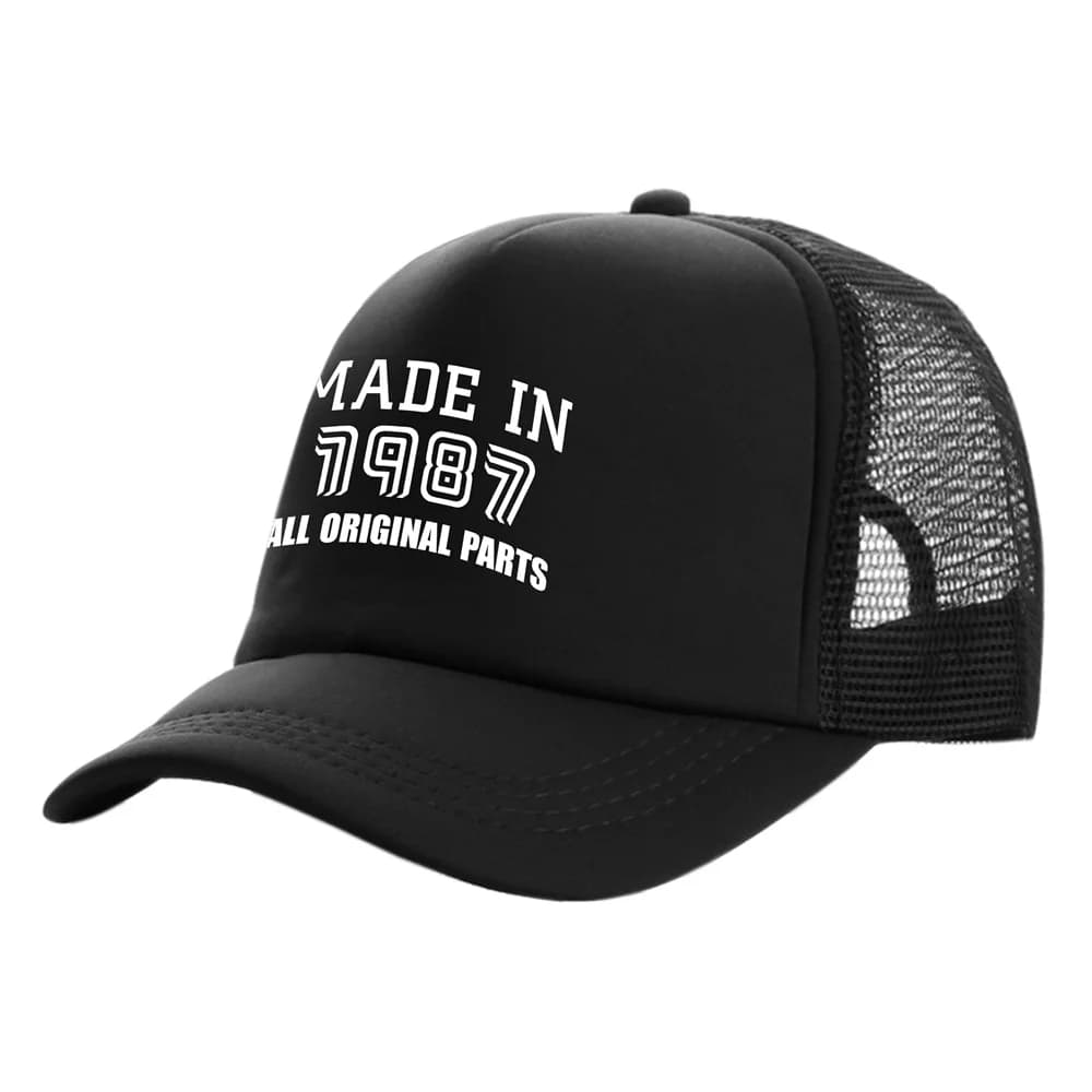 Made In 1987 All Original Parts Baseball Caps Cool Summer Men Mesh Net Hat Birthday Gift Woman Man Trucker Caps MZ-416