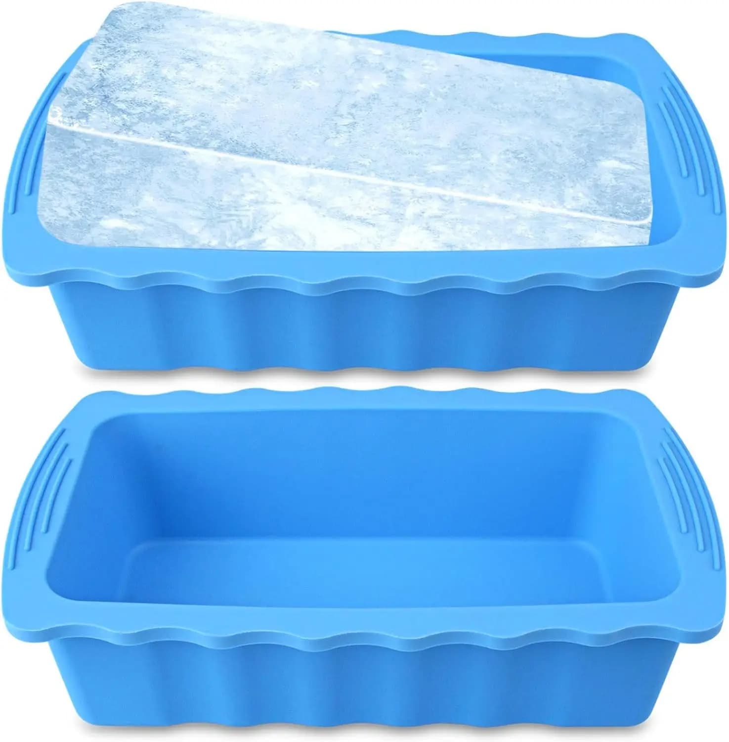 Set di 2 Stampi per Blocchi di Ghiaccio Giganti da 6LB per Bagno di Ghiaccio, Vassoi in Silicone per Ghiaccio per Immersione in Acqua Fredda, Contenitori Extra Grandi per Congelatore, Blu