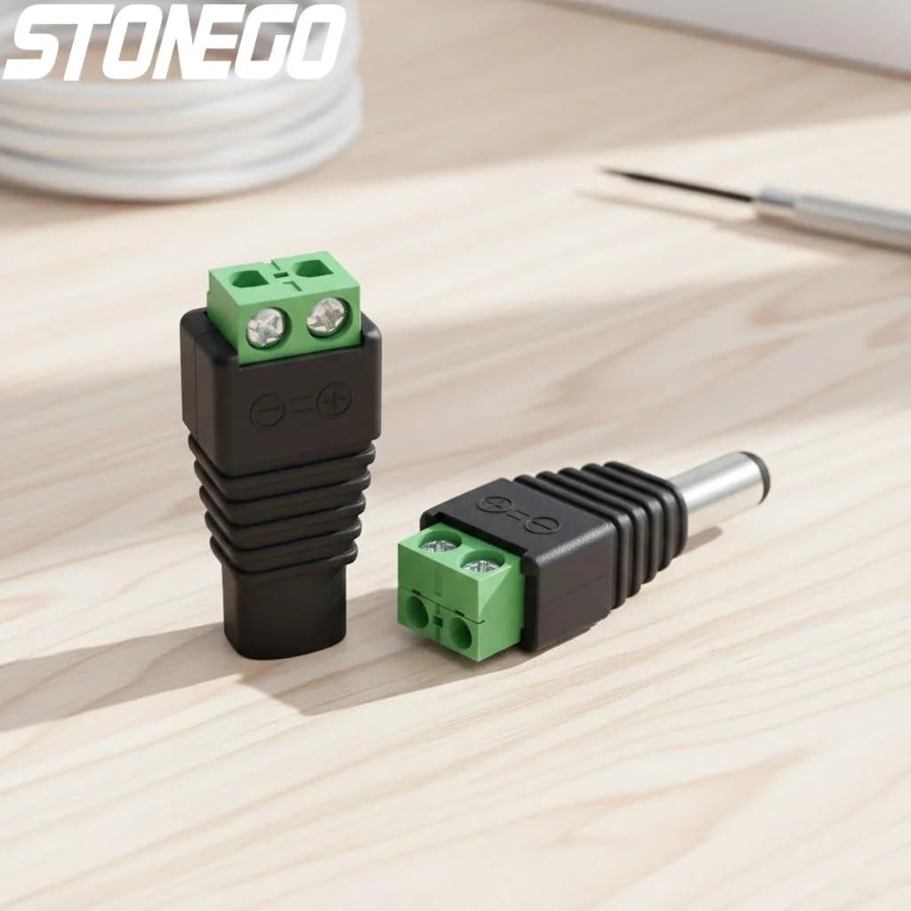 12V DC Power Connector 5.5x2.1mm Male Female Adapter for LED Strip CCTV Security Camera Wire Plug