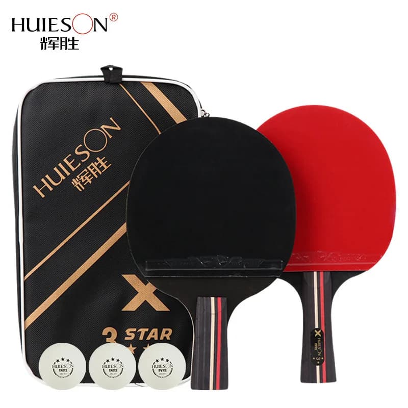 ♪ 3 star ping pong raquette set 2 pieces Professional ping pong blade Rubber pipers Paddle for high quality bats with bag