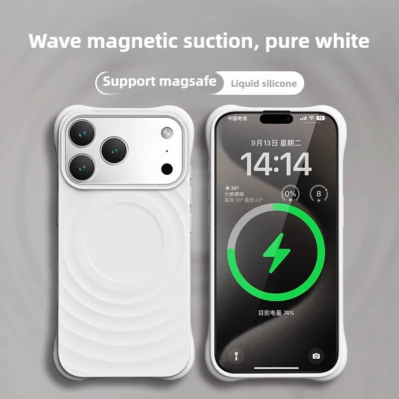 Custodia originale in silicone con motivo ondulato INS per iPhone 17 Pro Max Air 16 15 14 13 Custodia antiscivolo con ricarica magnetica