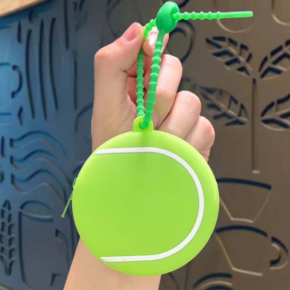 New Creative Sporty Ball Shaped Coin Purse Mini Waterproof Silicone Tennis Earphone Bag Cartoon Key Ring Wallet