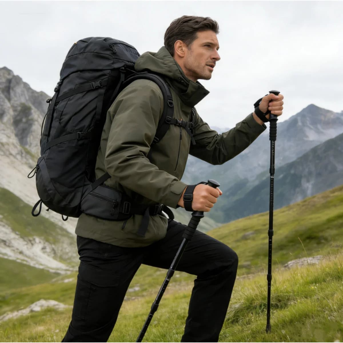 Ultralight Carbon Fiber Trekking Sticks, Retractable, Foldable, Anti-slip, Multifunction for Hiking, Climbing and Skiing
