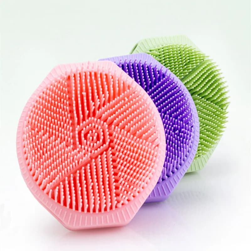 Spazzola da bagno in silicone per massaggio e detergimento, spazzola per shampoo a doppia faccia per la pulizia del corpo