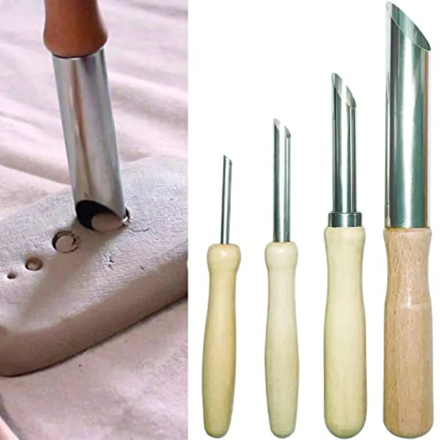 LYMGS Tools Set for Circular Cutting of Clay, Wood Handle, Stainless Steel Round Cutting Machine for Sculpture and Modelling