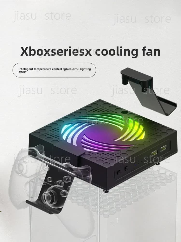 Supporto di Raffreddamento per Xbox Series X con Ventola RGB, Gancio per Cuffie e Vano Porta Controller