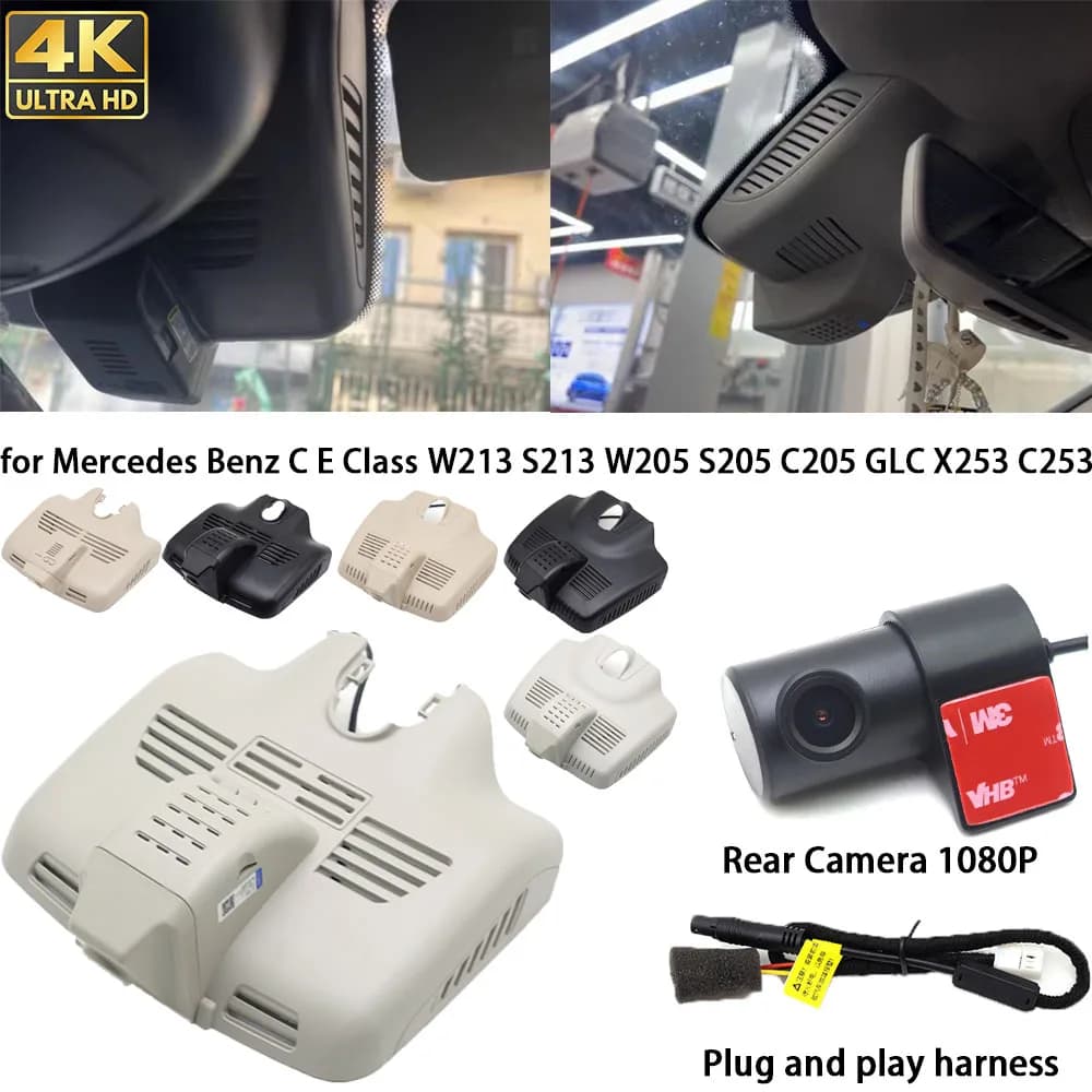 Per Mercedes Benz Classe CE W213 S213 W205 S205 C205 GLC X253 C253 4K Dash Cam Frontale Telecamera Posteriore DVR Plug and Play Registratore Wifi