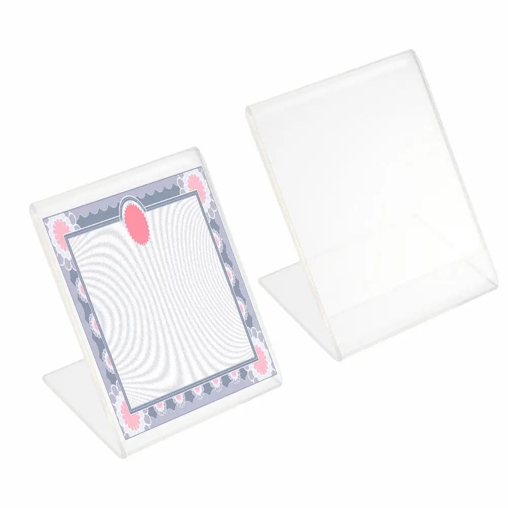 2Pcs Plastic Clear L Shape Sign Display Holder Price Label Stand for Retail Stores Restaurants Offices Trade Shows Weddings Qr