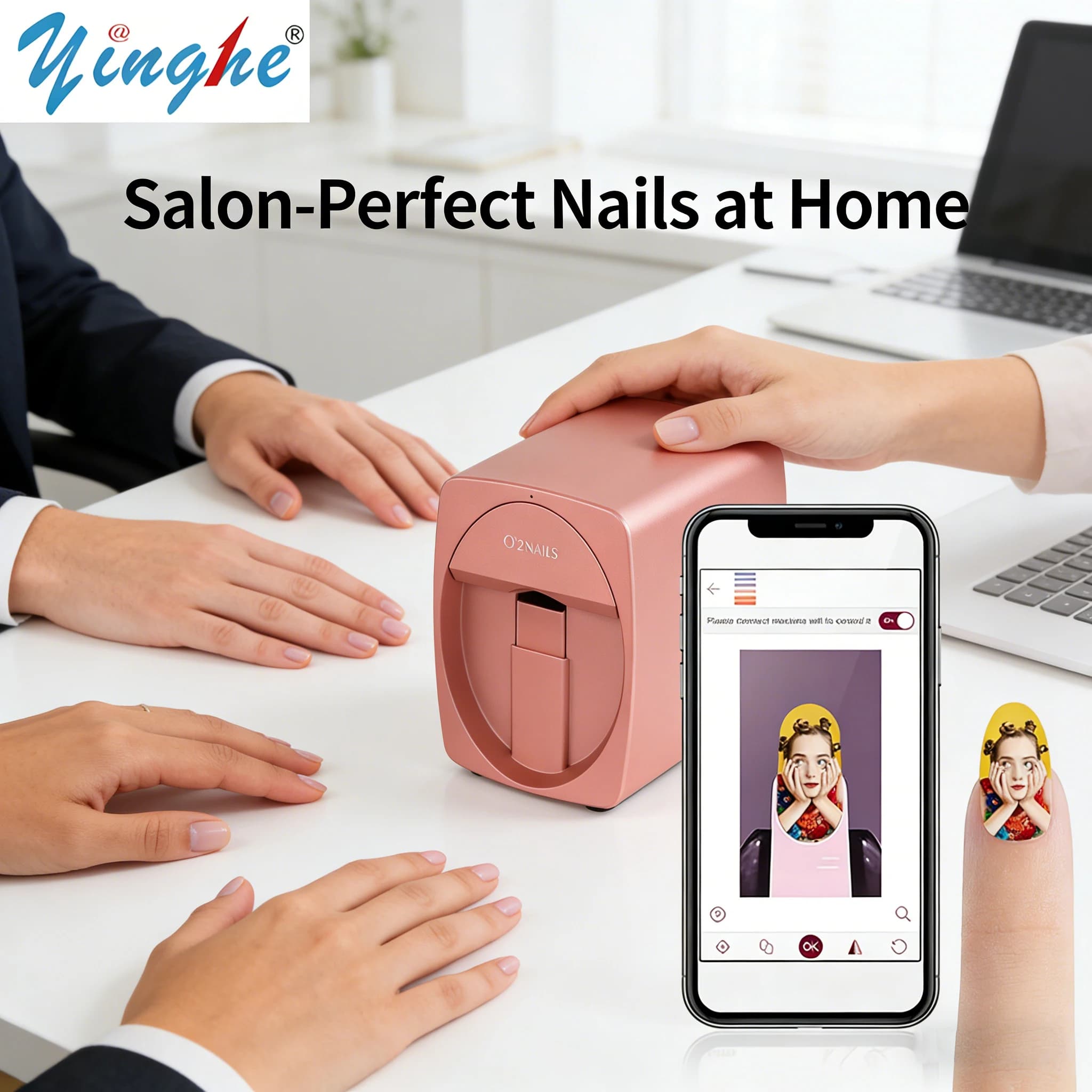 O2nails M1 Intelligent Nail Printer with App Control - Professional 3D Digital Printing for Flowers, Patterns and Nail Art Designs