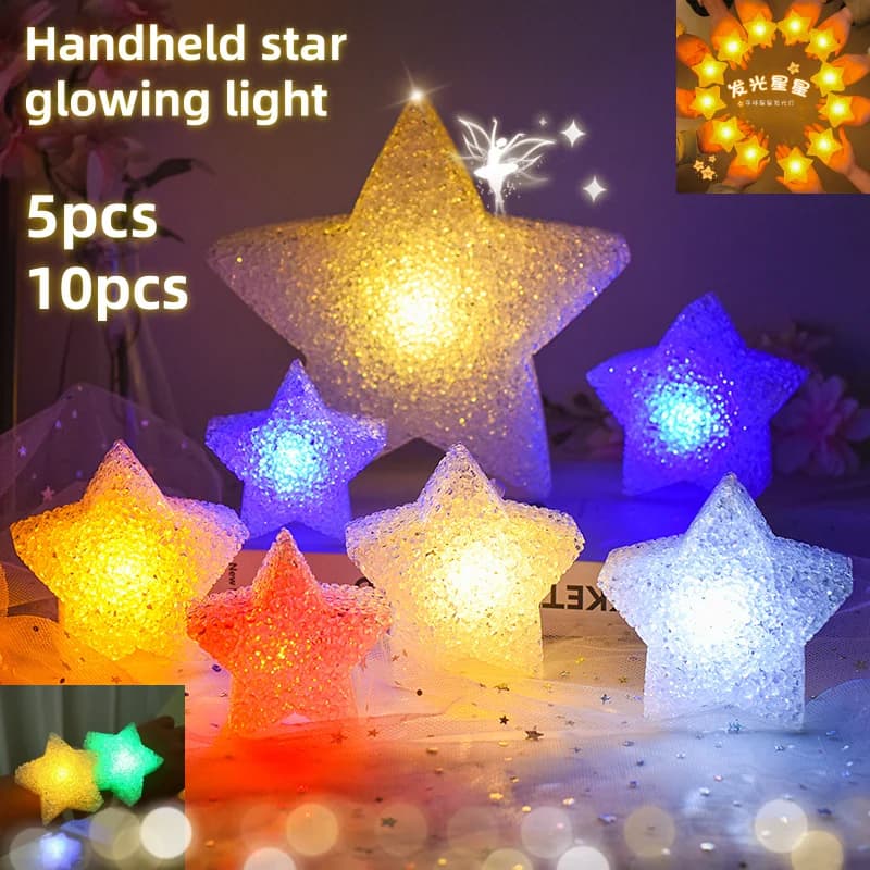 LED Handhold Star Shaped Night Light Valentine's Day Christmas Decor Handheld Anti-slip Band Light Lamp Dance Performance Prop