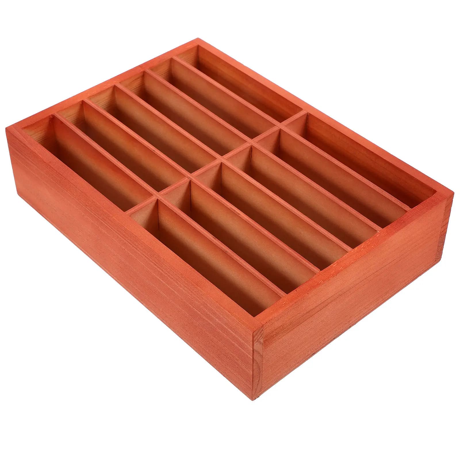 Wooden 12-Grid Phone Storage Box Desktop Mobile Phone Organizer for Office Home Living Room Bedroom Stationery Small Sundries