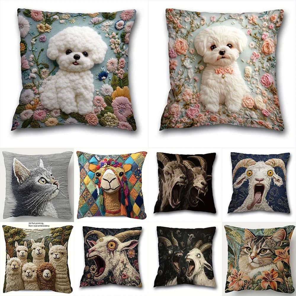 Fodera per cuscino in peluche corto, adorabili fodere per cuscini con stampa animalier per un arredamento accogliente, coprimaterasso per divano, decorazione per la casa