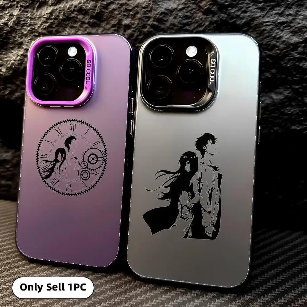 Custodia per telefono Anime S-Steins Gate per iPhone 17 16 15 14 13 12 11 Pro Max Air, colorata, opaca, laser, Aurora, antiurto