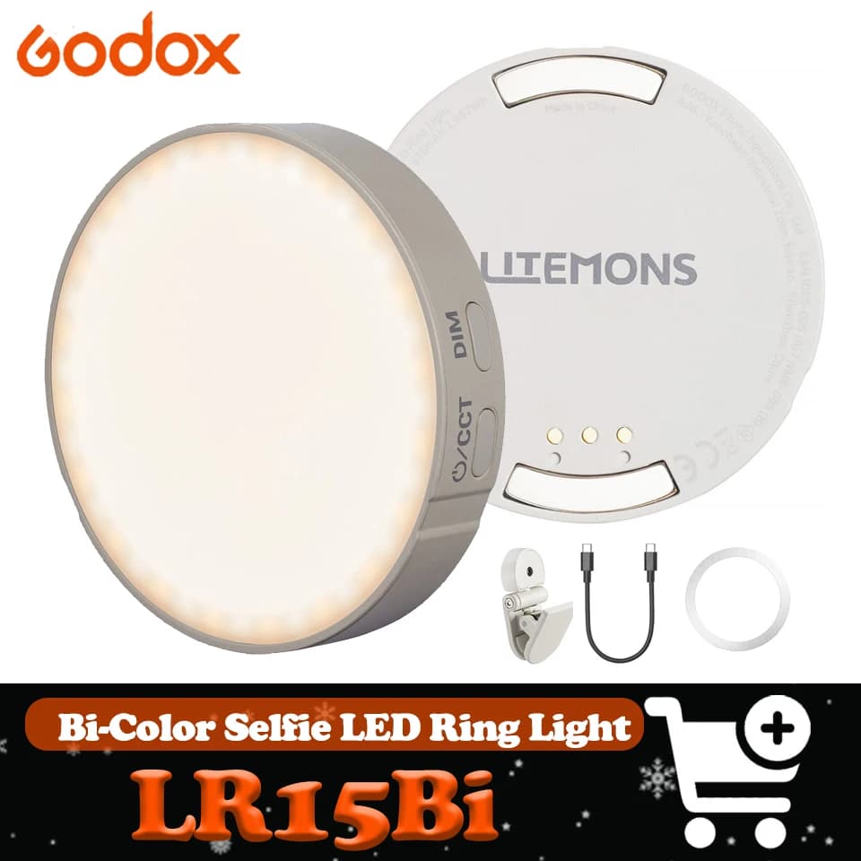 Luce ad Anello LED Bicolore Godox LR15Bi Compatibile con Smartphone Magnetici per Streaming Live
