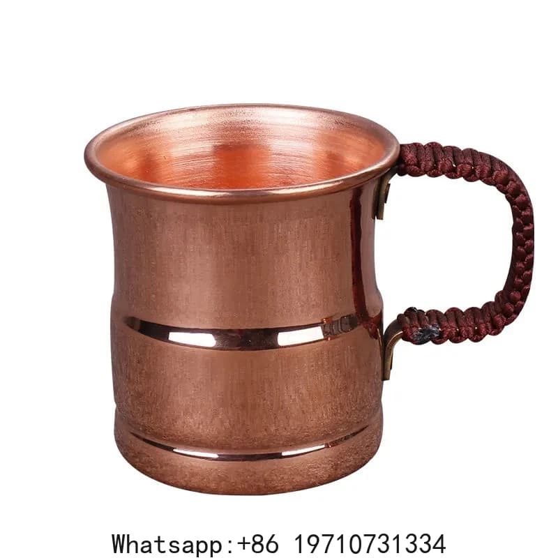 Tazza Artigianale in Rame Puro per Birra e Latte con Manico Intrecciato, Spessa, Stile Moscow Mule, 400 ml, Tazza da Colazione, Articoli per Bevande e Stoviglie