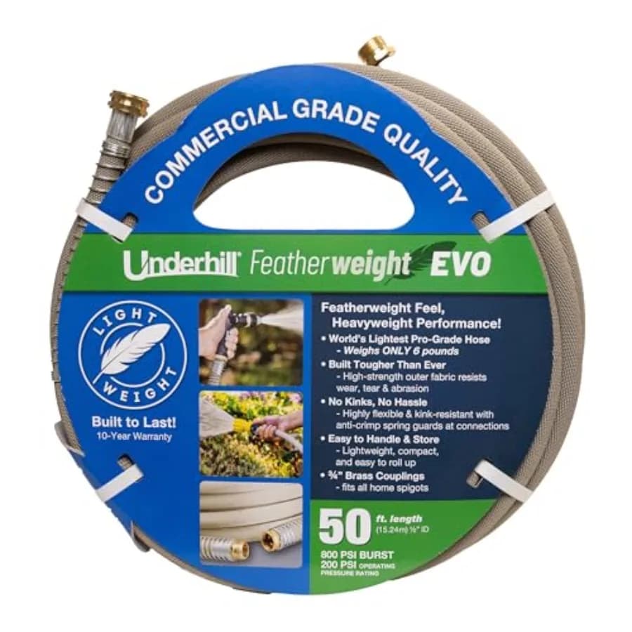 Tubo da Giardino Ultraleggero Featherweight EVO in Tessuto Resistente, Anti-Piega, Flessibile, da 4 libbre per Giardino