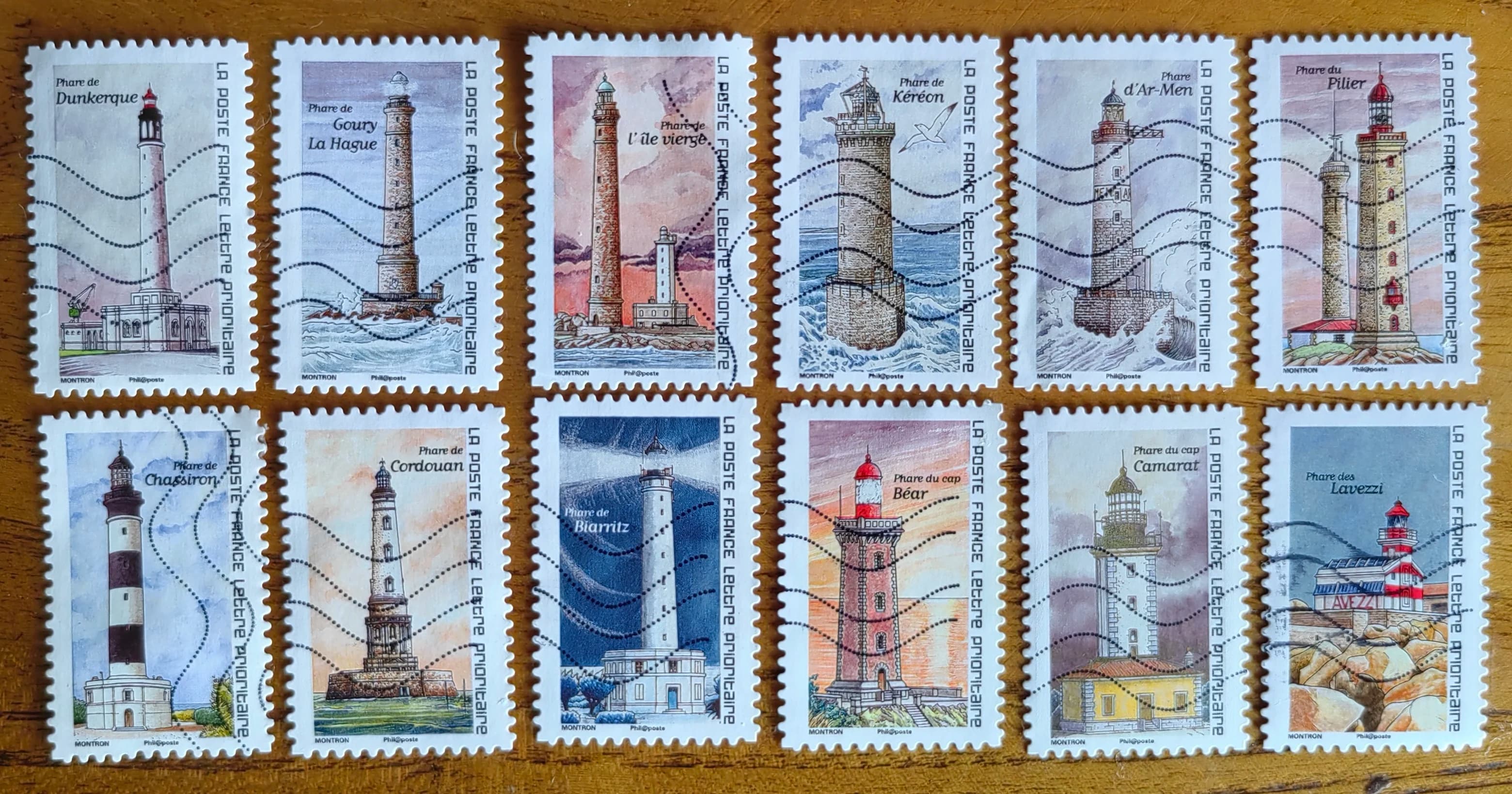 France Post Stamps Postage Year 2019 Lighthouse Complete Set Real Used 12 Collectible Postage Stamps Material For Scrapbooking