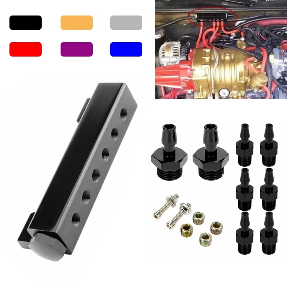 Kit collettore vuoto a 6 porte NPT da 1/8" adatto al collettore di aspirazione Turbo Boost per BMW