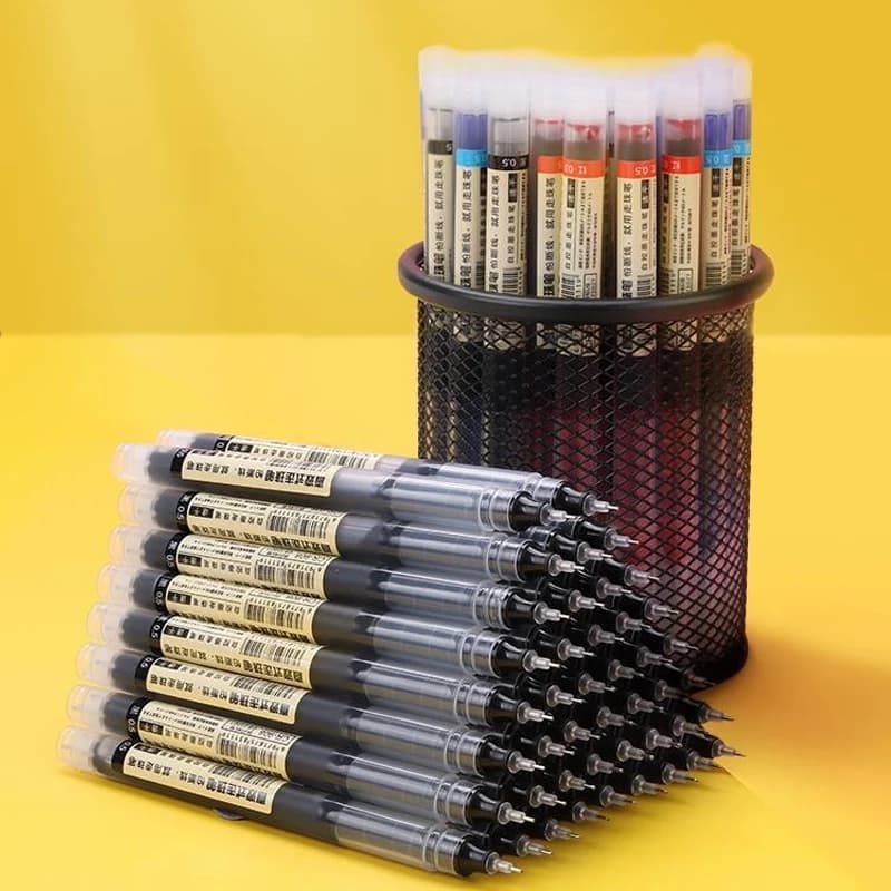 10/20pcs/set Quick-dry High Quality Needle Type Gel Pens Straight Liquid Ballpoint Pen Kawaii Stationery School Office Supplies