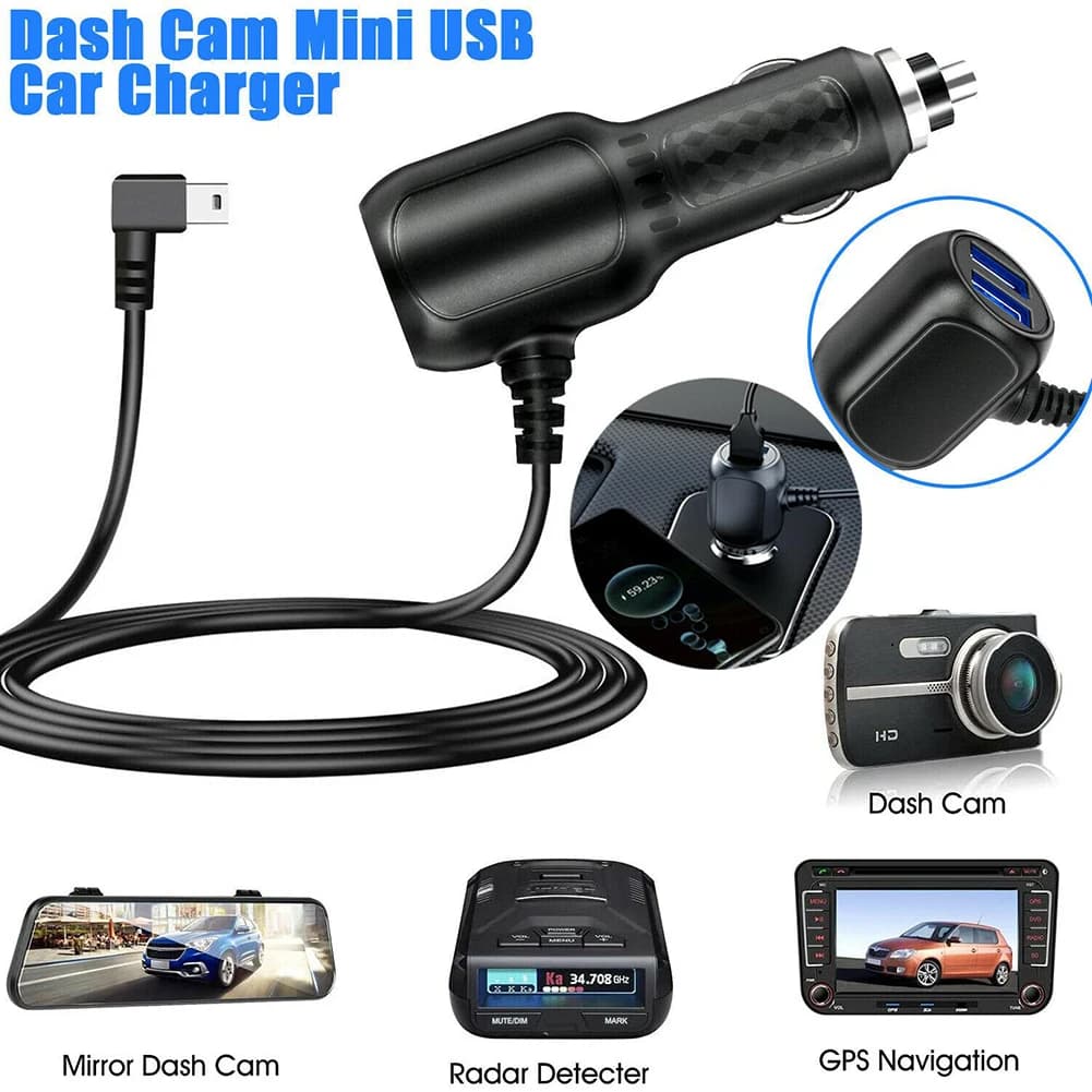 3.5m Car Charger USB Cable for Dash Cam, DVR and GPS Camera