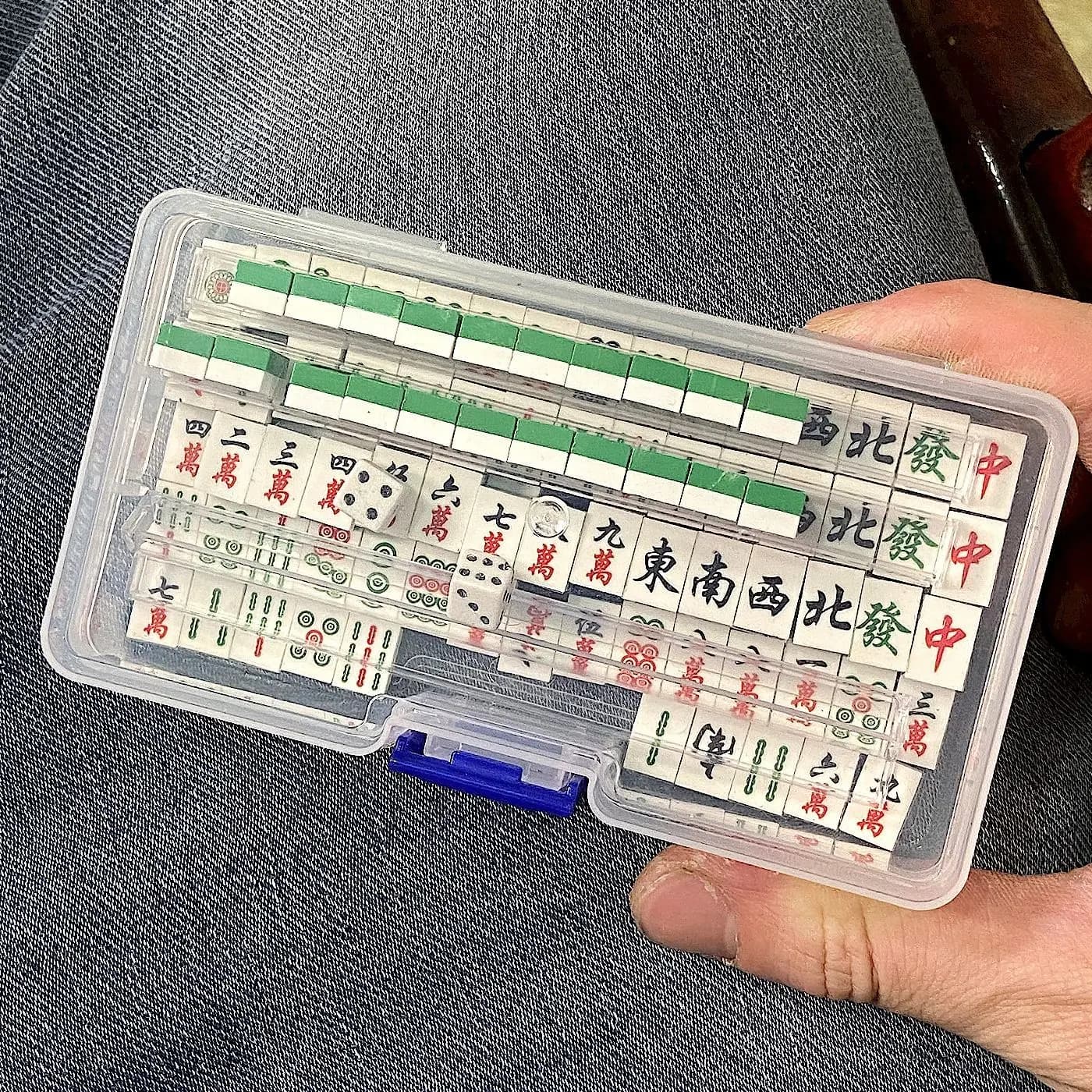 Mini Chinese Mahjong Set Traditional Travel Game with Case Portable Small Mahjong for Beginners Travel Mahjong Set Doll House