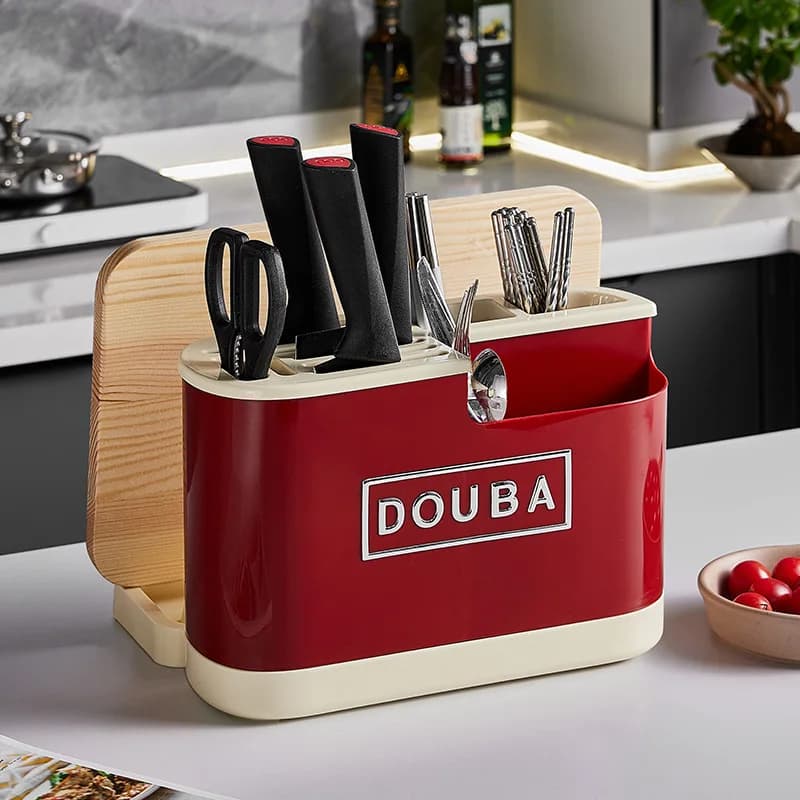 Multifunctional Knife Block Holder Kitchen Counter Stand Storage Rack for Knives Cleaver Chopsticks Organizer for Home