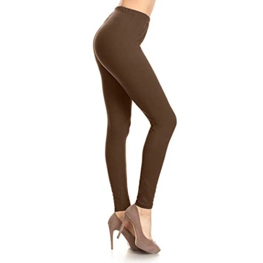 Leggings Depot Leggings da donna a vita alta, morbidi, con fascia in vita da 1 pollice, tinta unita - Taglie Regolari, Plus, 1X3X, 3X5X