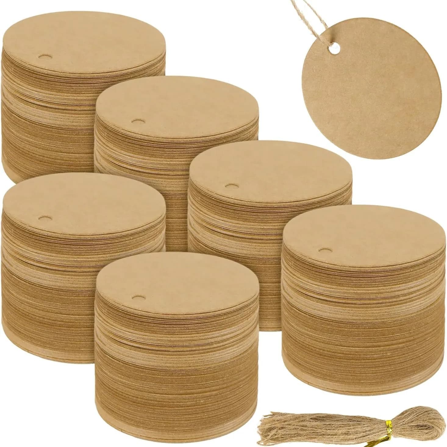 50pcs Round Kraft Paper Tags Wedding Birthday New Year Christmas Party Gift Packing Paper Tags Handmade Cookies Packing Tags