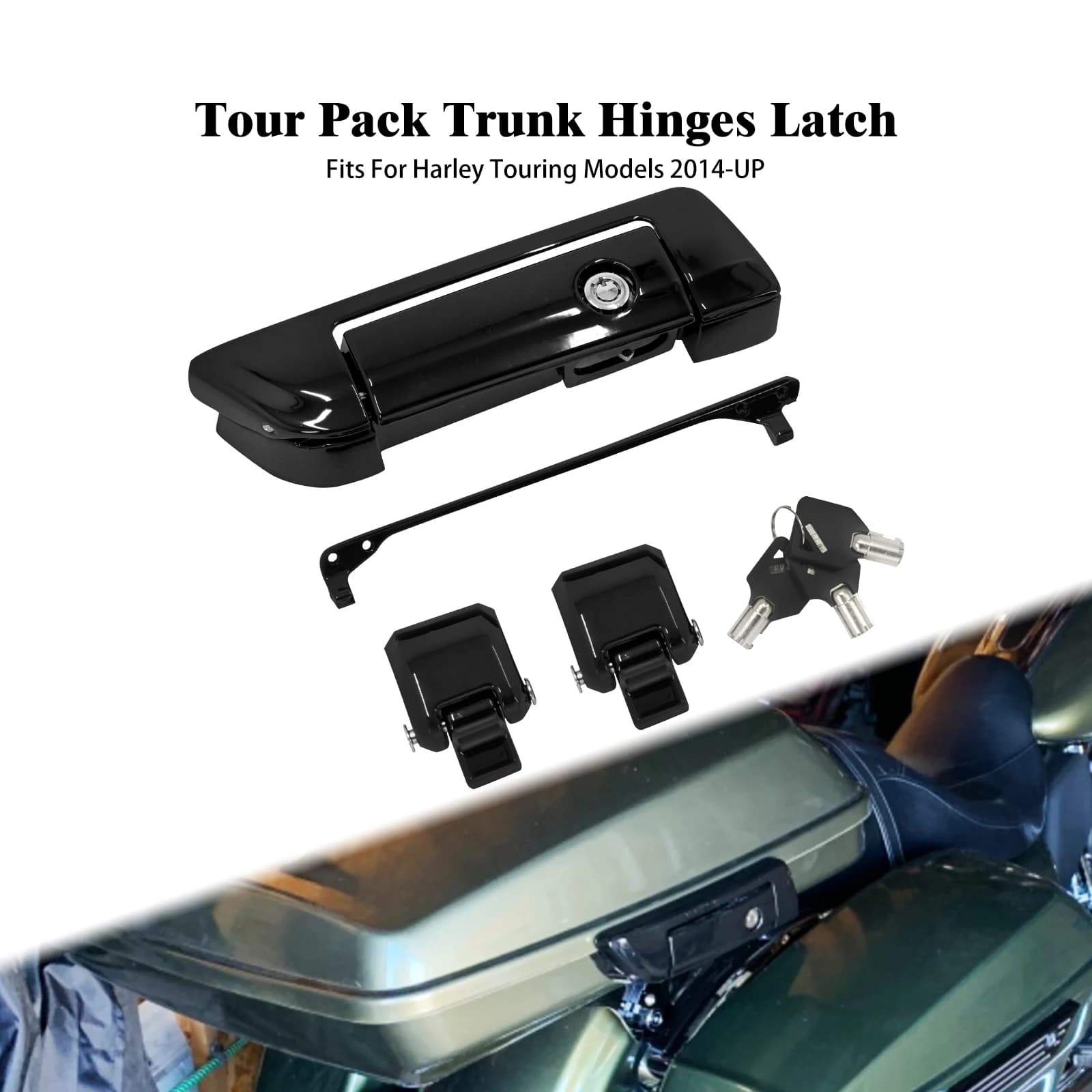 Motorcycle Saddlebag Tour Pack Trunk Hinges Latch Lid Lock Keys Kit For Harley Touring Electra Street Glide FLHR FLTRX 2014-Up