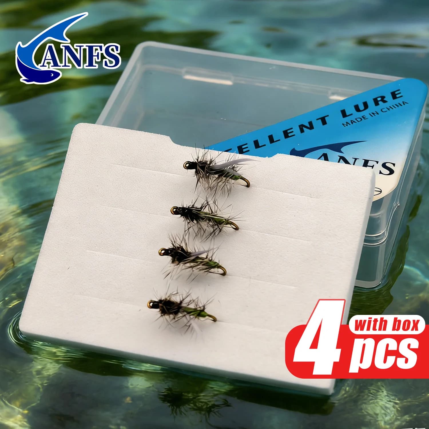 Kit di Mosche Artificiali ANFS per Pesca a Mosca, 4 Pezzi, Mosche Secche per Pesca alla Trota