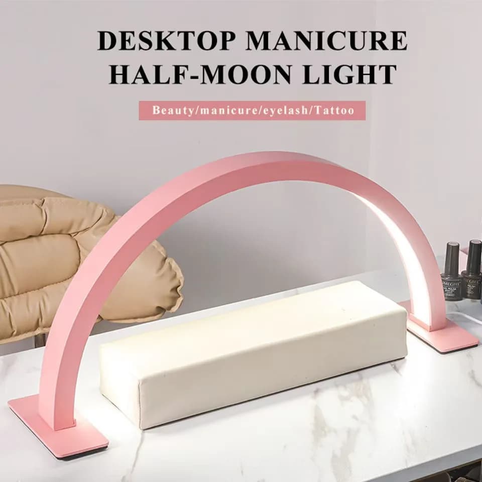 New Moon Working Lamp for Nails - Exterior Desk Lamp, Three Color USB Power Supply - Black/White/Rosa, Fit for Nail Art, Eyelash