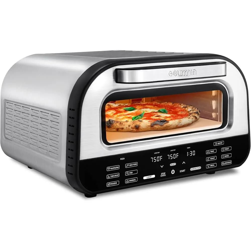 Forno Multifunzione da Banco 1800W: Forno per Pizza con Pietra, Controlli Digitali e 6 Preimpostazioni, Acciaio Inossidabile