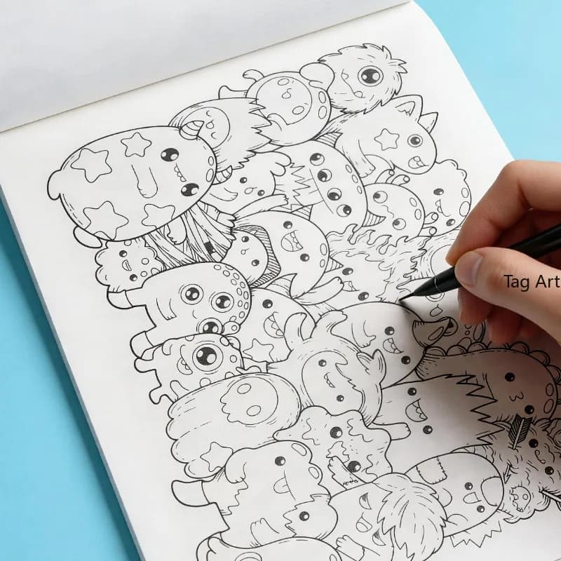 An Adult Anxiety Relief and Stress Relief Sketchbook, Monster/cute Pet/small Animal Backpack/cat/universe Theme, 32 Pages
