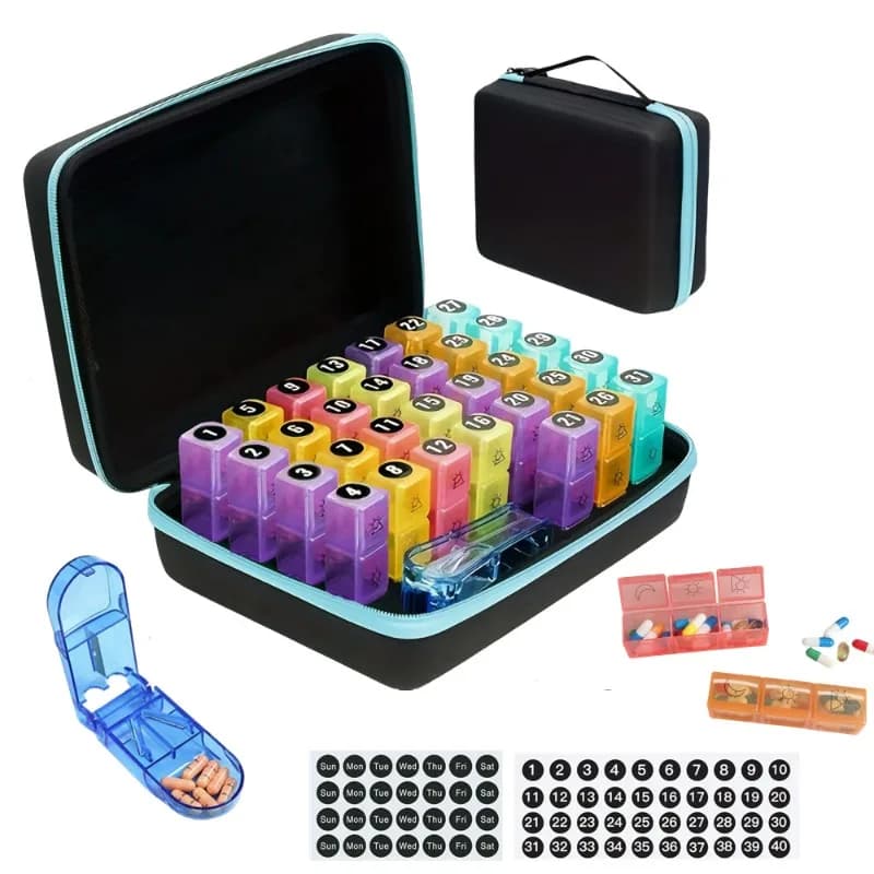 Monthly napkin box Organizer 3 times a day Pill box with 32 compartments to contain vitamin pills