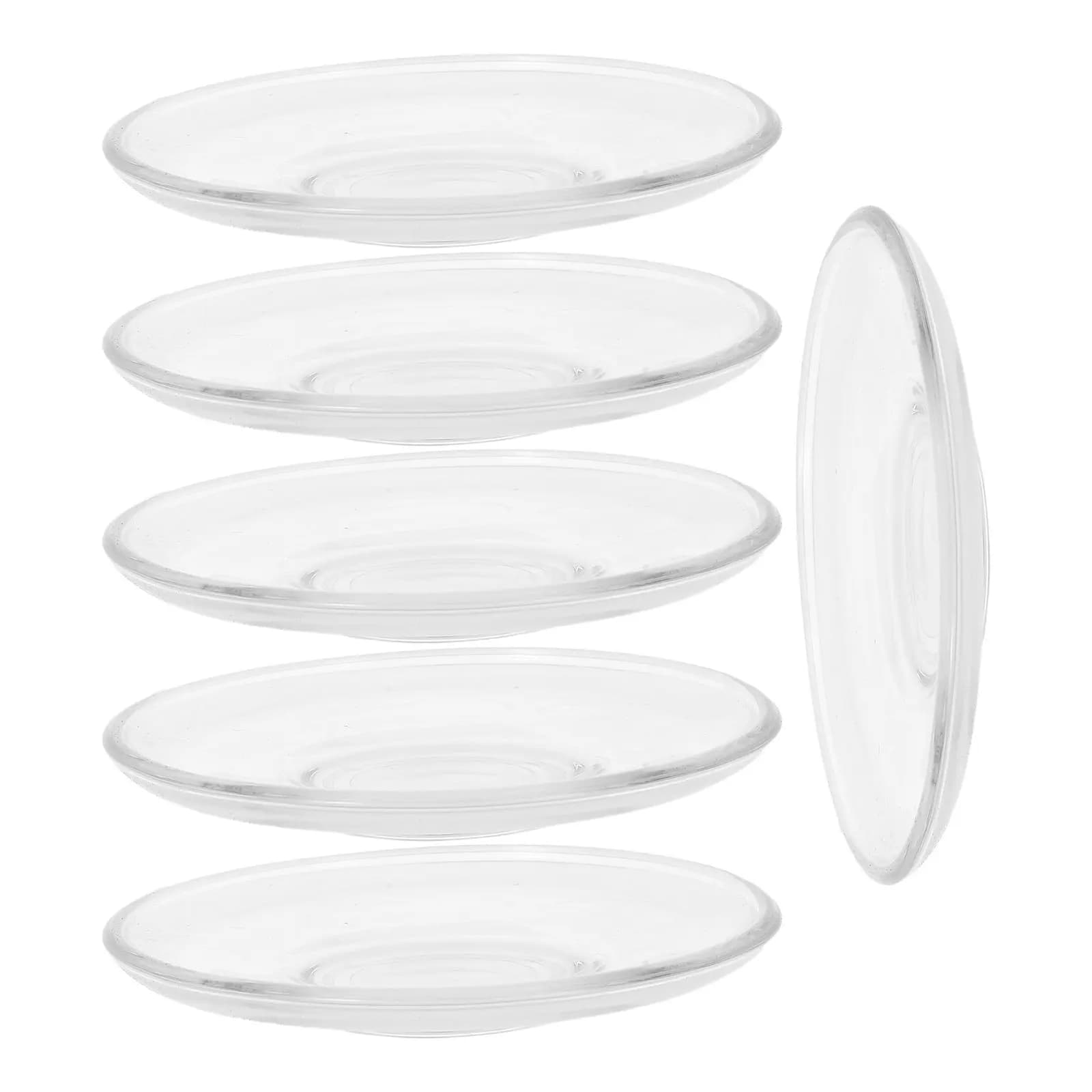 Set di 6 Sottobicchieri in Vetro Trasparente Rotondi per Tazze, Decorativi per Casa, Hotel, Ristorante, Sala Yoga