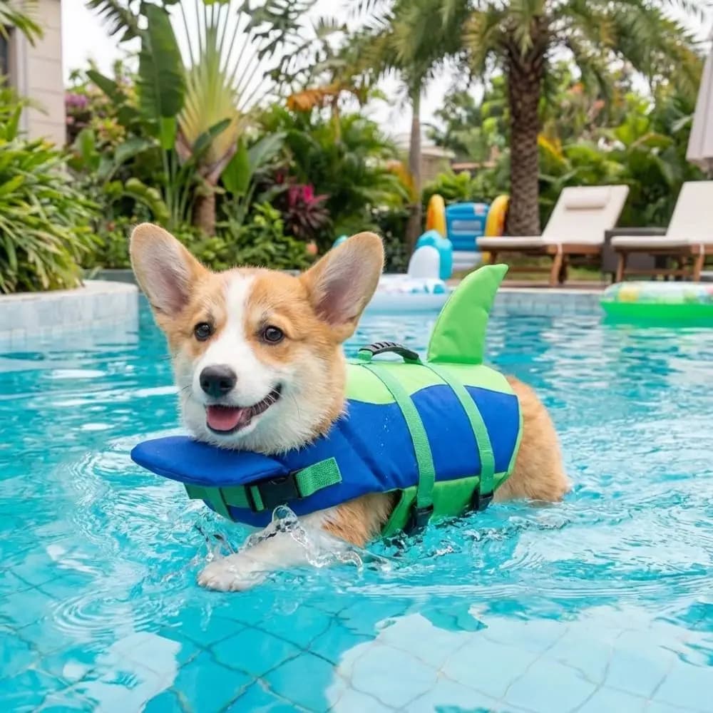 Shark Shape Dog Life Vest Adjustable Superior Buoyancy Pet Life Jacket Tear-resistant High Visibility Safety Vests