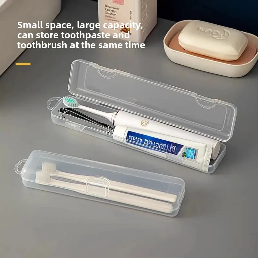 Scatola portatile per spazzolino da viaggio, organizer trasparente - Contenitore porta dentifricio in plastica per bagno ed esterno
