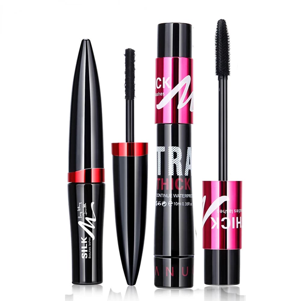 Waterproof Mascara 2 in 1 Fiber Pinned Silk 4d Stretching Eyelash Density and Long Life No Tincture Halo Long Beauty Makeup Set