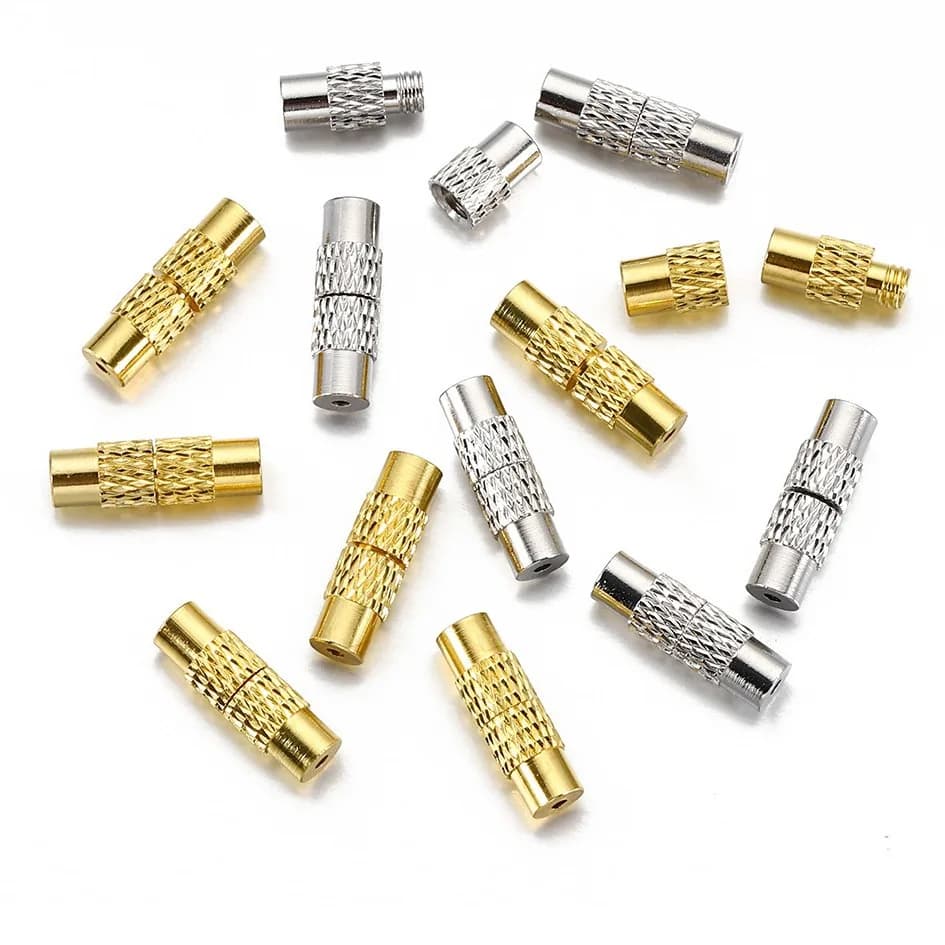10 pieces/20 pieces zigrinate screw closures copper plated – threaded spiral locking closures for necklaces and pearl bracelets