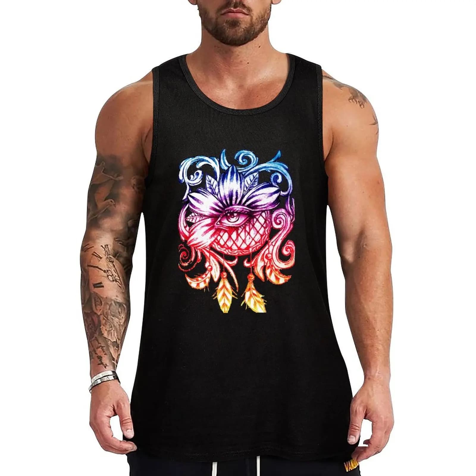 Dream Catcher Eye Flower Tank Top Trendy Print Tank Top Fashion Graphic Sleeveless Top